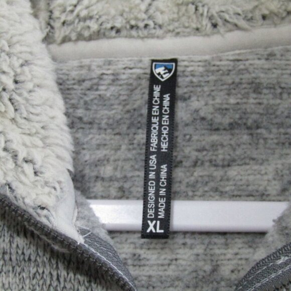 Kuhl Alaska Vest Fleece Sherpa Hooded Gray Cream Womens Size XL Full Zip Pockets - Picture 6 of 10